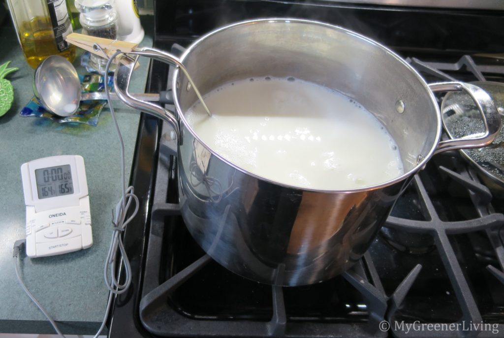 homemade yogurt - heating milk