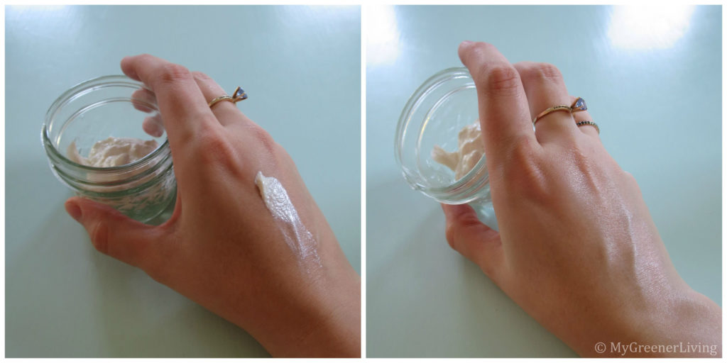 This chemical free sunscreen recipe makes a product that easily blends into skin