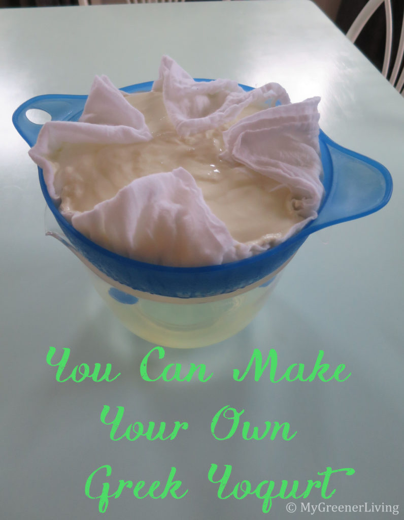 You can make your own greek yogurt title showing yogurt straining