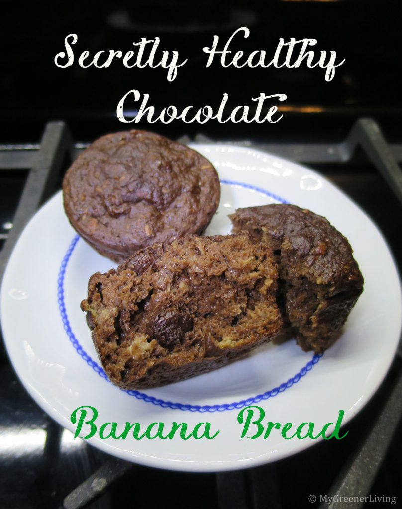 title healthy chocolate coconut banana bread muffins