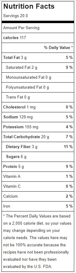 nutrition information for double chocolate coconut banana bread