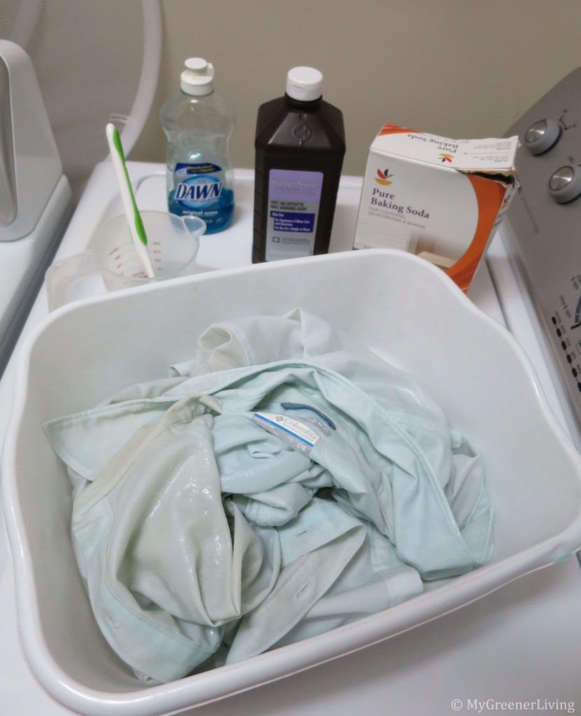 shirt soaking in sweat stain buster
