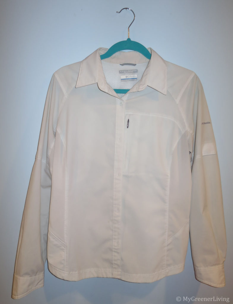 white shirt after soaking to remove natural sunscreen residue