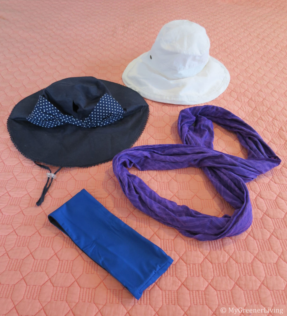sun hats, scarf, headband