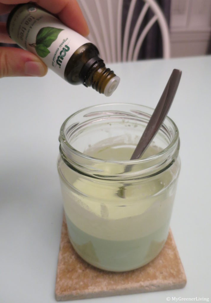 deodorant waxes and oils melted, adding essential oils