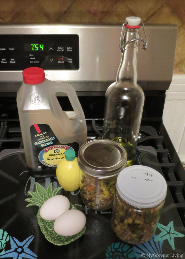 ingredients used to make grain and veggie fried "rice"