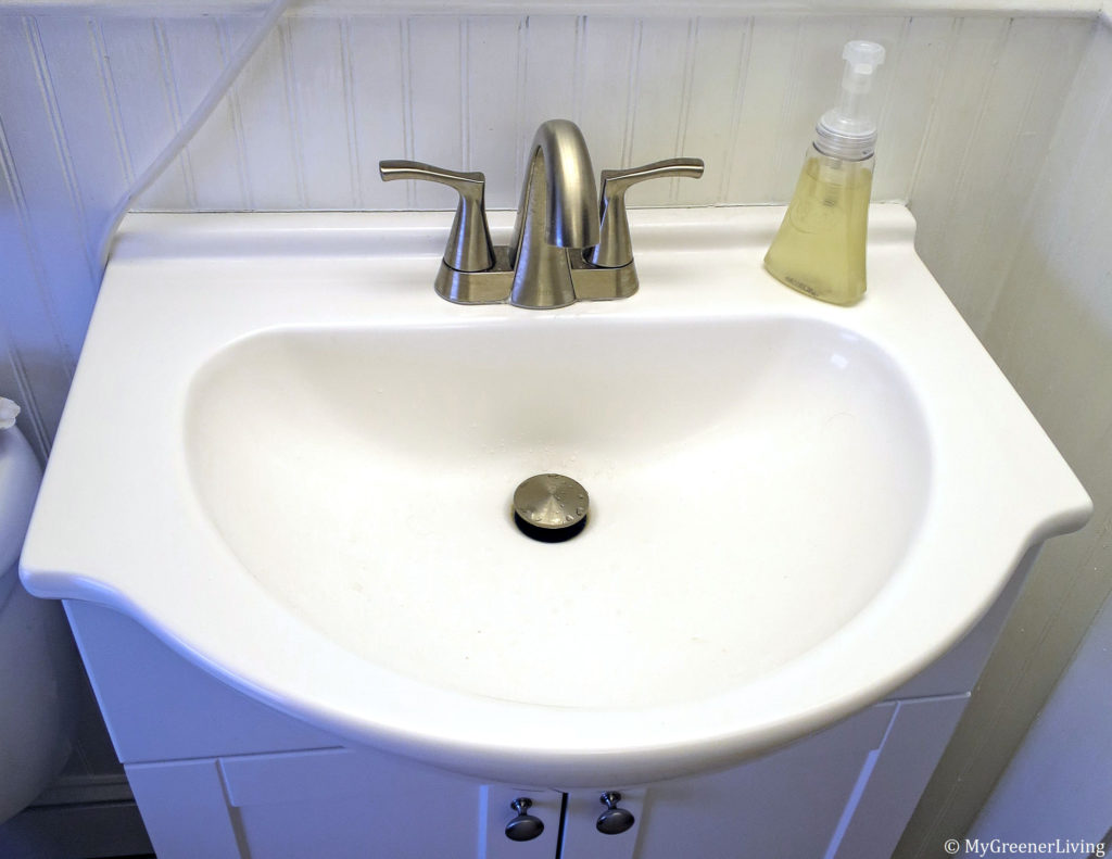 bathroom sink with castile soap residue