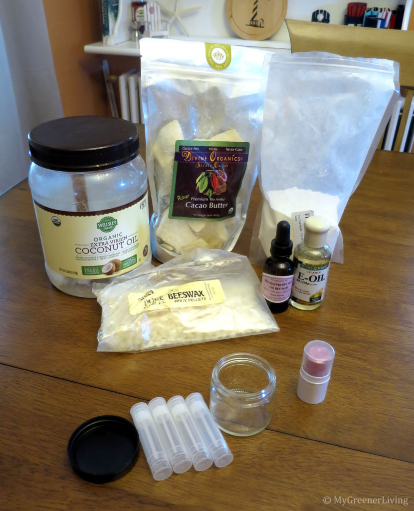 ingredients used to make homemade sunscreen lip balm