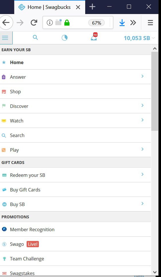Swagbucks homepage